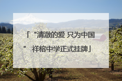 “清澈的爱 只为中国” 祥榕中学正式挂牌