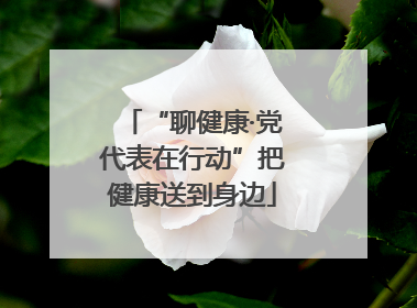 “聊健康·党代表在行动”把健康送到身边