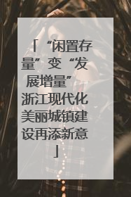 “闲置存量”变“发展增量” 浙江现代化美丽城镇建设再添新意