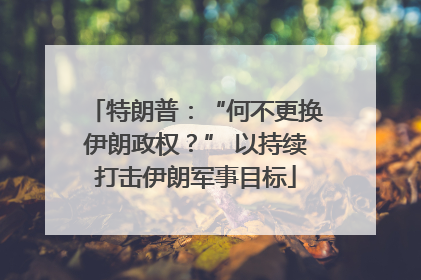 特朗普：“何不更换伊朗政权？” 以持续打击伊朗军事目标