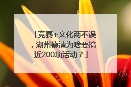 竞赛+文化两不误，湖州德清为啥要搞近200项活动？