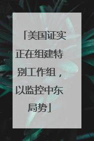 美国证实正在组建特别工作组，以监控中东局势