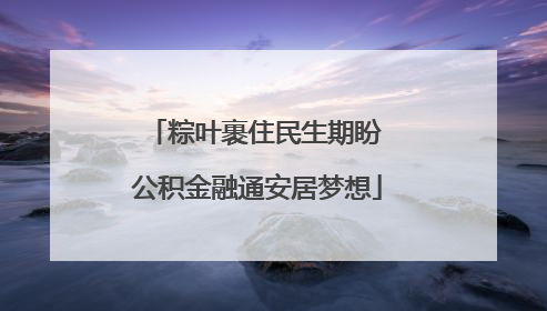 粽叶裹住民生期盼 公积金融通安居梦想
