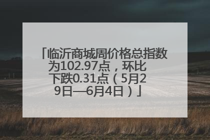 临沂商城周价格总指数为102.97点，环比下跌0.31点（5月29日—6月4日）
