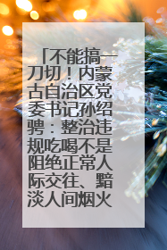 不能搞一刀切！内蒙古自治区党委书记孙绍骋：整治违规吃喝不是阻绝正常人际交往、黯淡人间烟火
