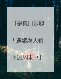 享夏日乐趣！邀您摩天轮下过周末→
