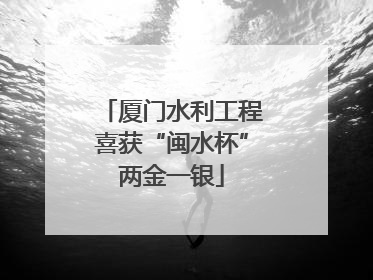 厦门水利工程喜获“闽水杯”两金一银