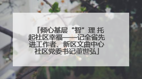 倾心基层“智”理 托起社区幸福——记全省先进工作者、新区文曲中心社区党委书记董世弘