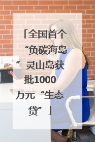 全国首个“负碳海岛”灵山岛获批1000万元“生态贷”