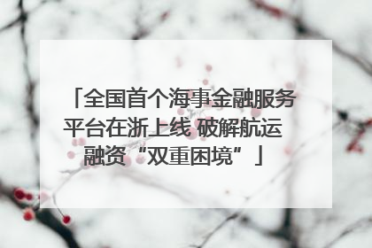 全国首个海事金融服务平台在浙上线 破解航运融资“双重困境”