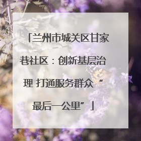 兰州市城关区甘家巷社区：创新基层治理 打通服务群众“最后一公里”