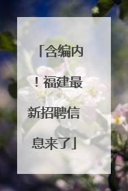 含编内！福建最新招聘信息来了