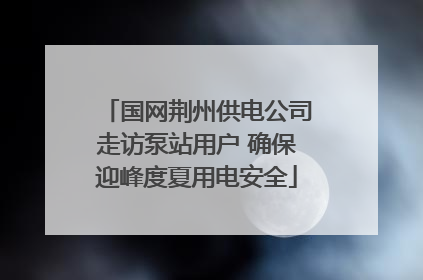 国网荆州供电公司走访泵站用户 确保迎峰度夏用电安全