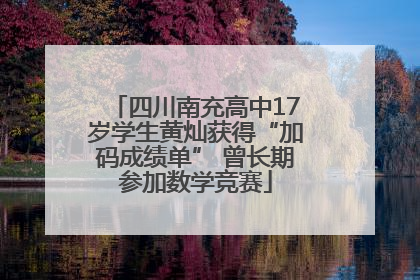 四川南充高中17岁学生黄灿获得“加码成绩单” 曾长期参加数学竞赛