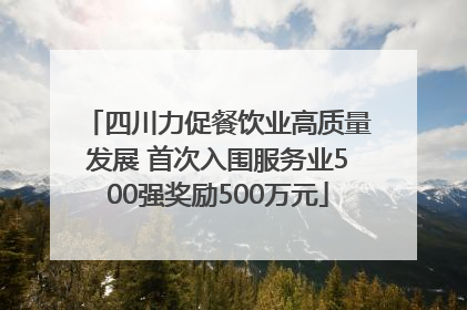 四川力促餐饮业高质量发展 首次入围服务业500强奖励500万元