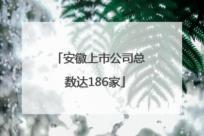 安徽上市公司总数达186家