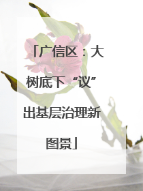 广信区：大树底下“议”出基层治理新图景