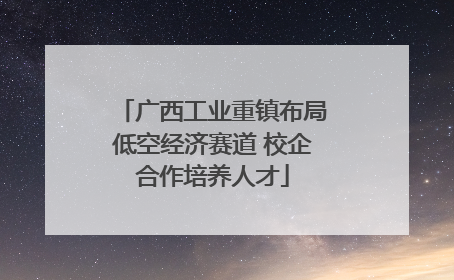 广西工业重镇布局低空经济赛道 校企合作培养人才