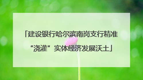 建设银行哈尔滨南岗支行精准“浇灌”实体经济发展沃土