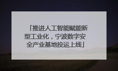 推进人工智能赋能新型工业化，宁波数字安全产业基地投运上线