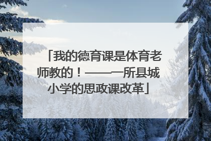我的德育课是体育老师教的！——一所县城小学的思政课改革