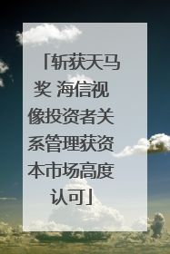 斩获天马奖 海信视像投资者关系管理获资本市场高度认可
