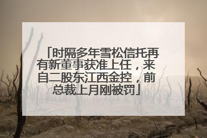 时隔多年雪松信托再有新董事获准上任，来自二股东江西金控，前总裁上月刚被罚