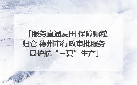 服务直通麦田 保障颗粒归仓 德州市行政审批服务局护航“三夏”生产