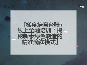 梯度培育台账+线上金融培训：揭秘新泰绿色制造的精准滴灌模式