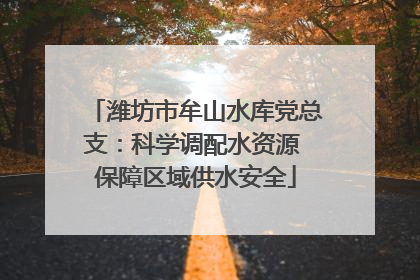 潍坊市牟山水库党总支：科学调配水资源 保障区域供水安全