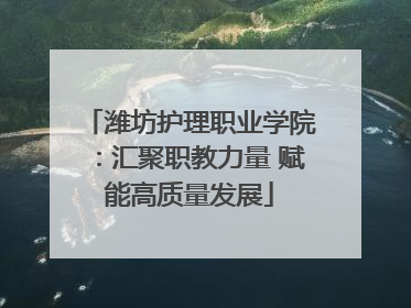潍坊护理职业学院：汇聚职教力量 赋能高质量发展