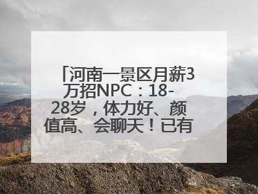 河南一景区月薪3万招NPC：18-28岁，体力好、颜值高、会聊天！已有1000多人应聘