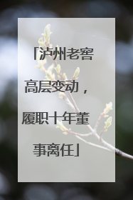 泸州老窖高层变动，履职十年董事离任