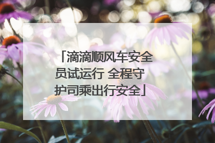 滴滴顺风车安全员试运行 全程守护司乘出行安全