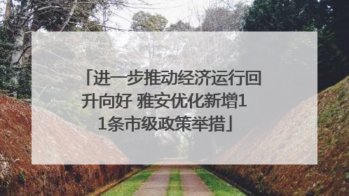 进一步推动经济运行回升向好 雅安优化新增11条市级政策举措