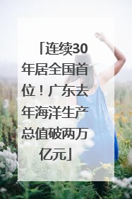 连续30年居全国首位！广东去年海洋生产总值破两万亿元