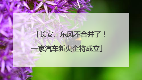 长安、东风不合并了！一家汽车新央企将成立