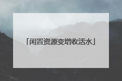 闲置资源变增收活水