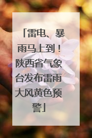 雷电、暴雨马上到！陕西省气象台发布雷雨大风黄色预警